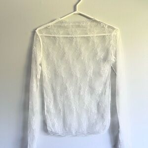 Elegant Floral Lace See-Through Top